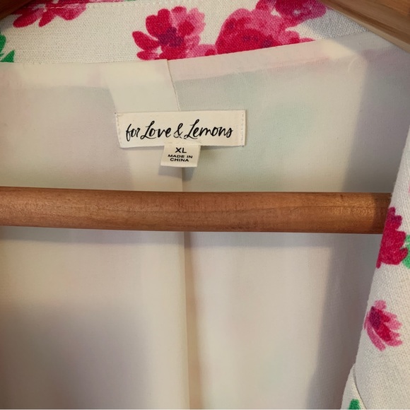 For Love & Lemons Tanner Boyfriend Linen Blend Blazer Floral Print Women Sz XL - Picture 9 of 11